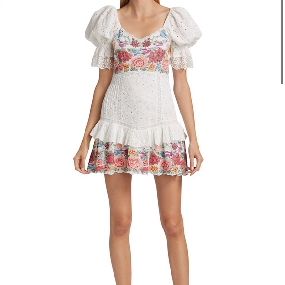 Loveshackfancy Thressey Eyelet-Embroidered Minidress - Picture 2 of 8